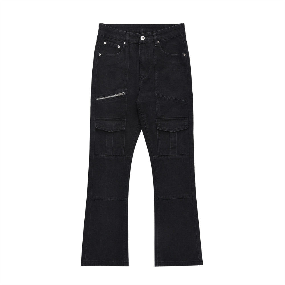 Street Slightly Flared Denim Trousers Pants