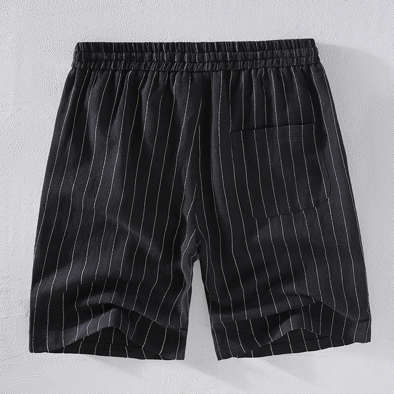 Yarn-dyed Vertical Striped Linen Shorts