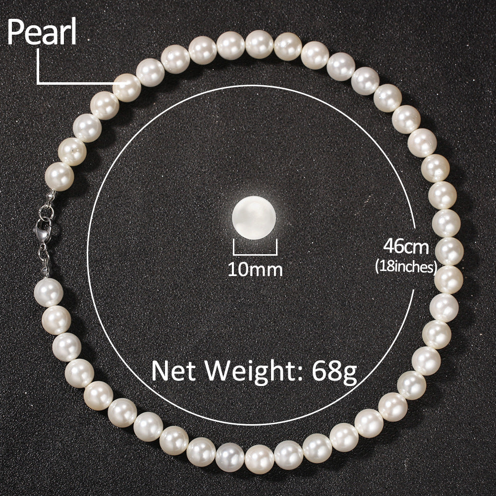 Simple Cross 8-10mm Pearl Necklace