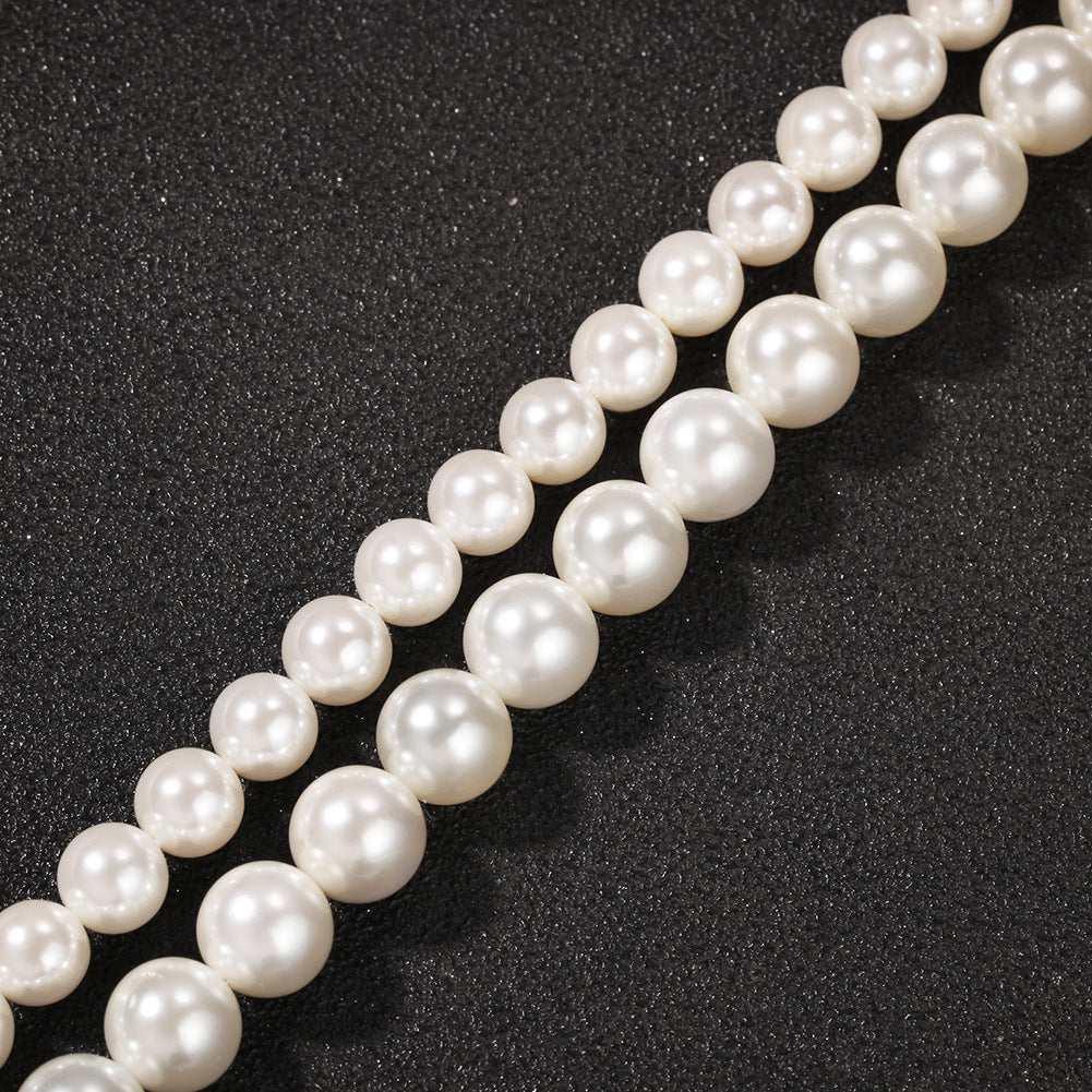 Simple Cross 8-10mm Pearl Necklace