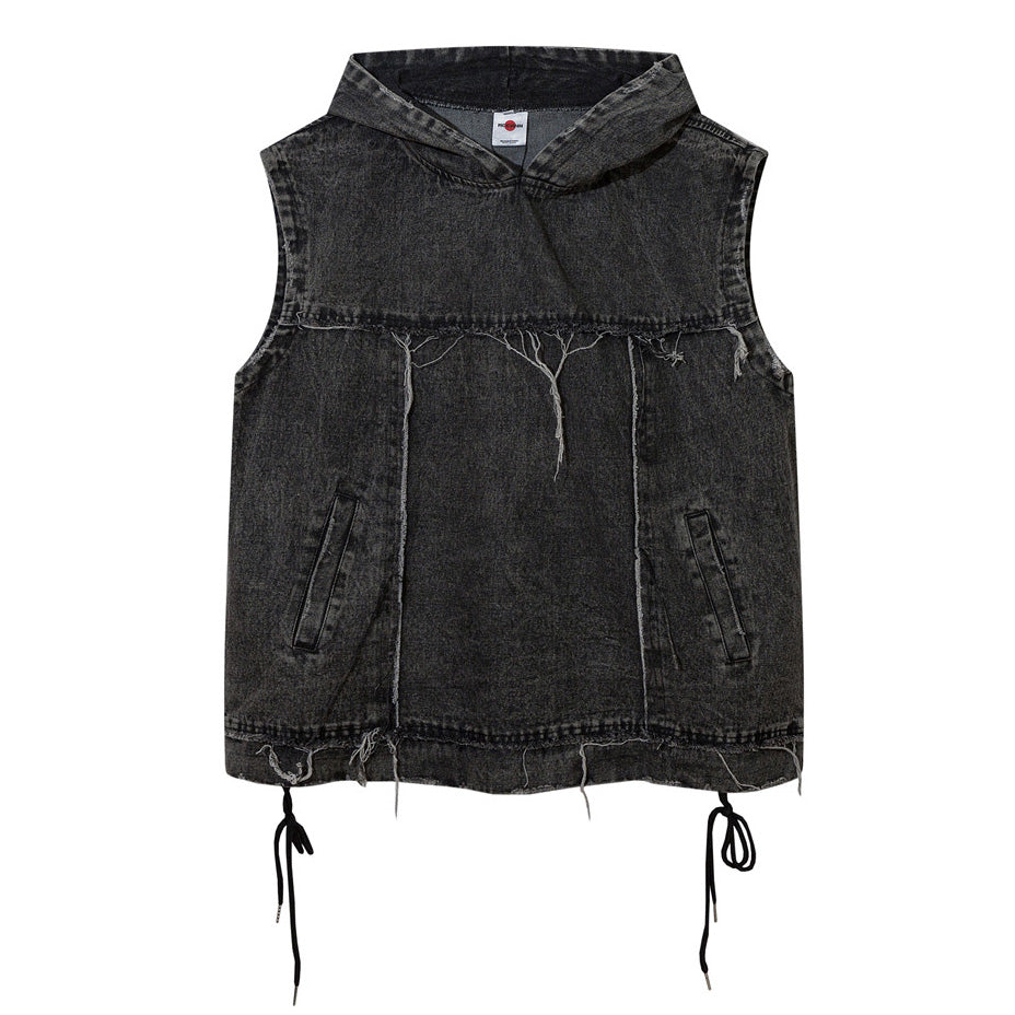 Sleeveless Street Denim Pullover Vest - Denim Jacket