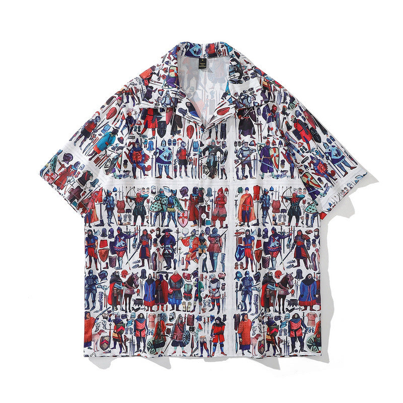 Retro Full Print Short-sleeved Shirts