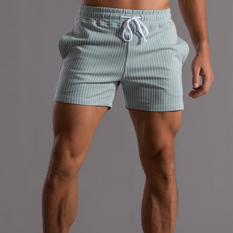 Vertical Stripe Cotton Shorts