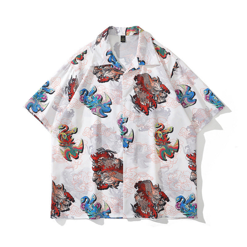 Retro Full Print Short-sleeved Shirts