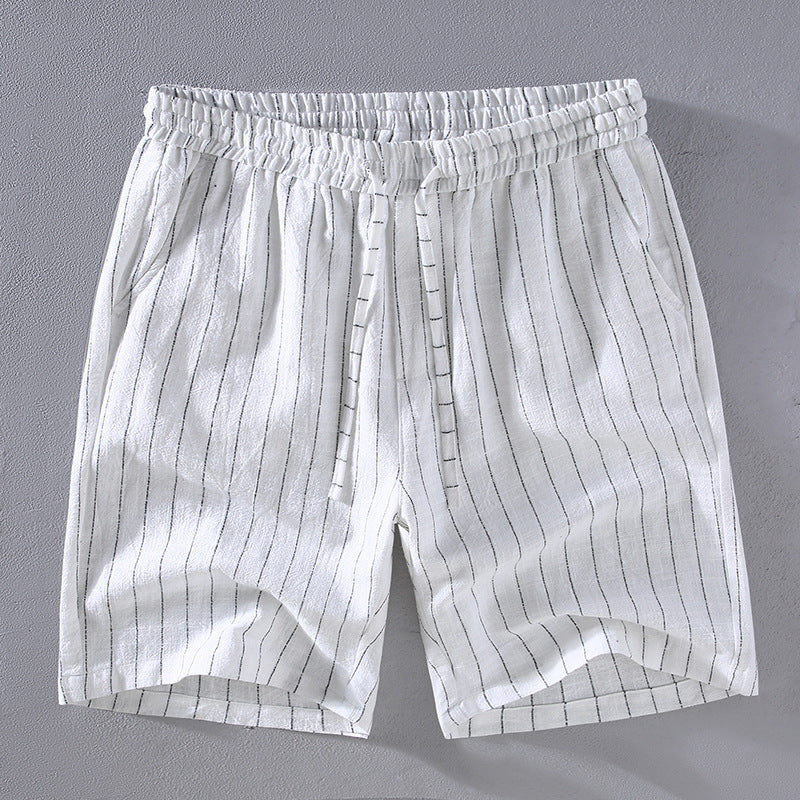 Yarn-dyed Vertical Striped Linen Shorts