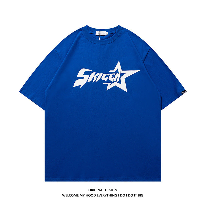 Star Letters Printed Short Sleeves