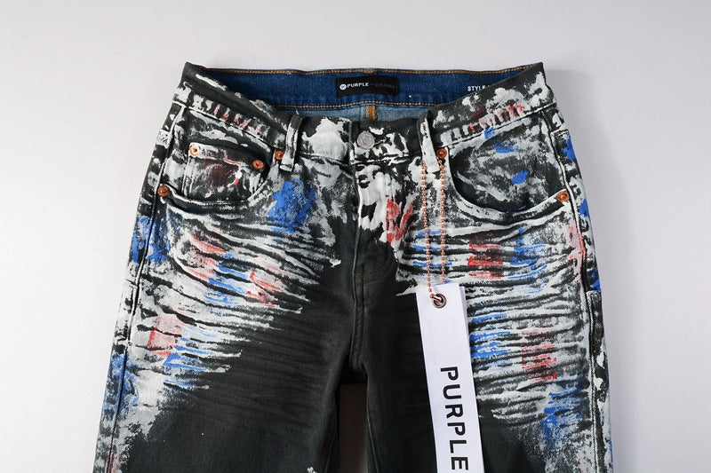 Heavy Duty Industry Painted Worn Jeans