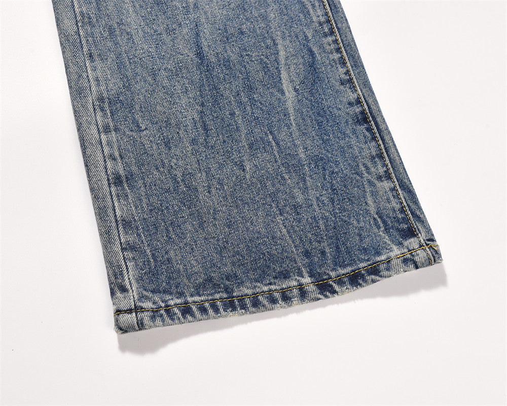 Retro Fashion - Pleated Distressed Loose Flared Jeans