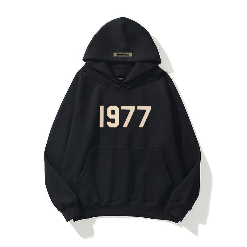 Sweater High Street Loose Fleece-lined 1977 Words - Hoodies