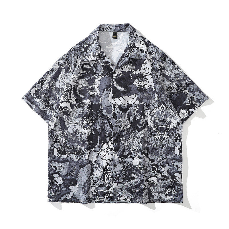 Retro Full Print Short-sleeved Shirts