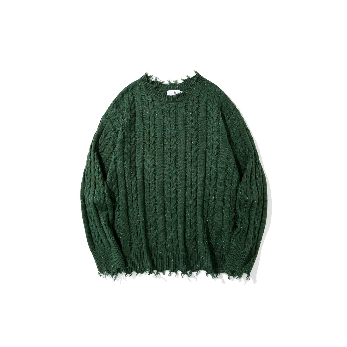 Pure Color Jacquard Twist Ripped Sweater