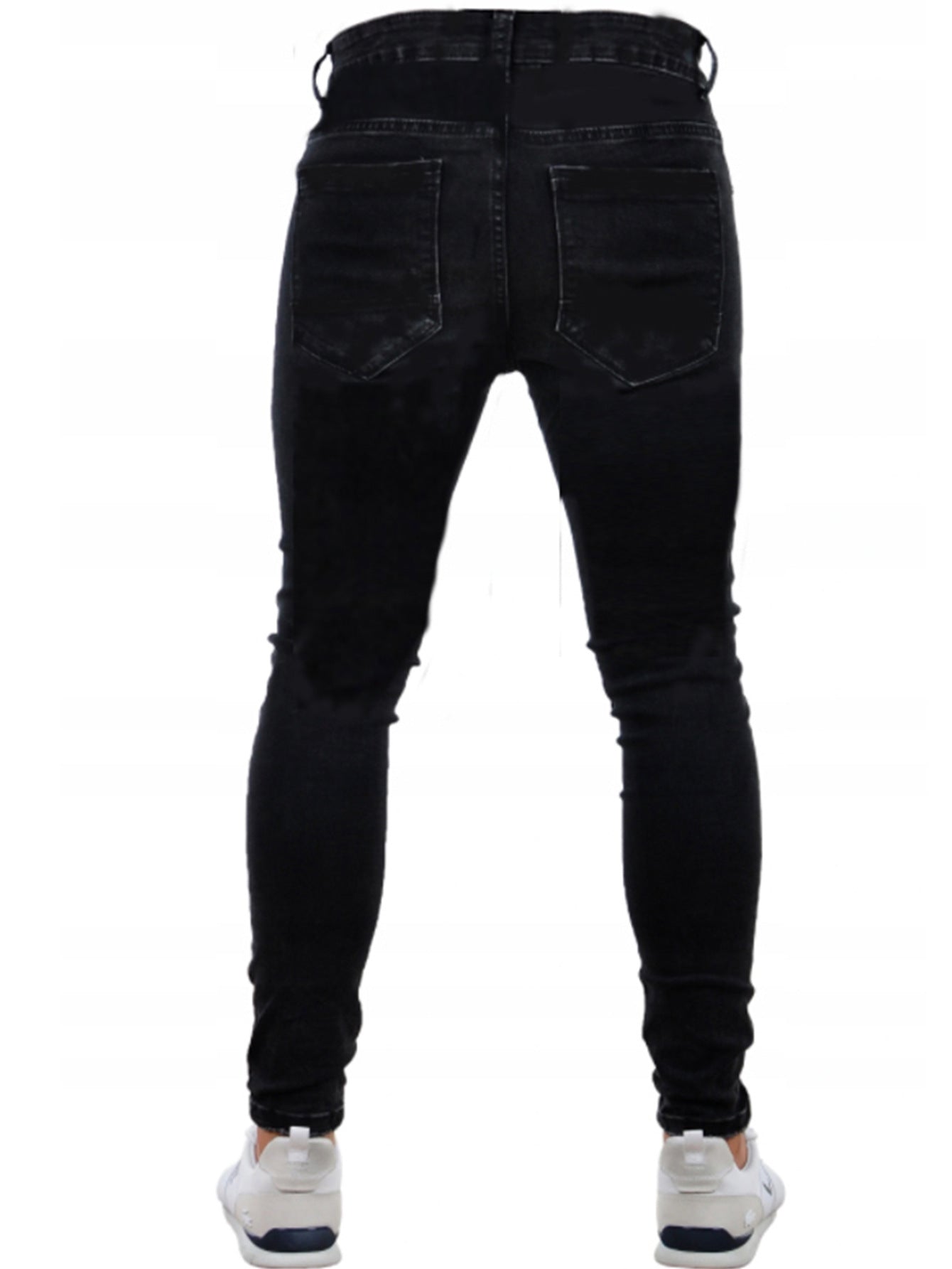 Ripped Black Slim-fit High Waist Denim Trousers