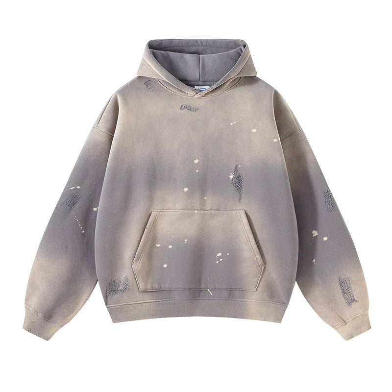 Splash-ink Brushed Old Wide Hooded Sweater