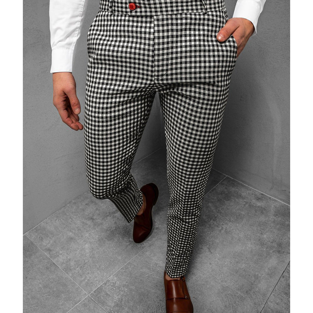 Tapered Pencil Plaid Pants