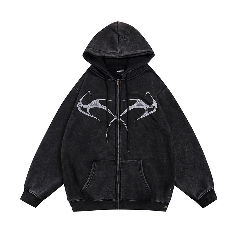 Graphic Hooded Cardigan Coat