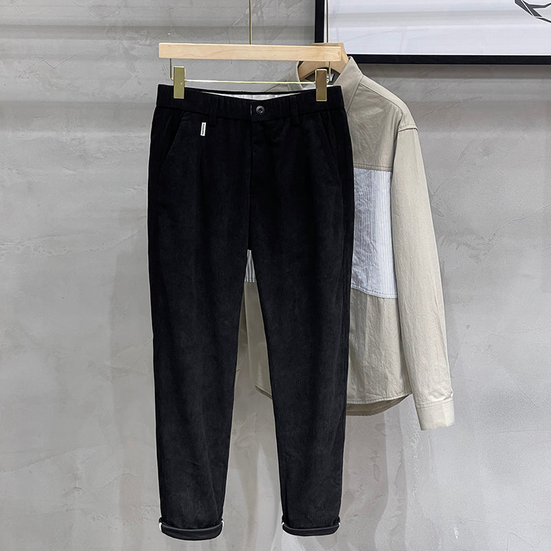 Elastic Waist Heavyweight Corduroy Casual Pants