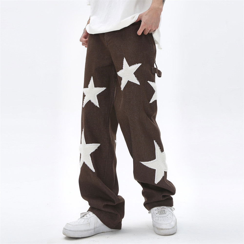 Star Flocking Embroidered Jeans