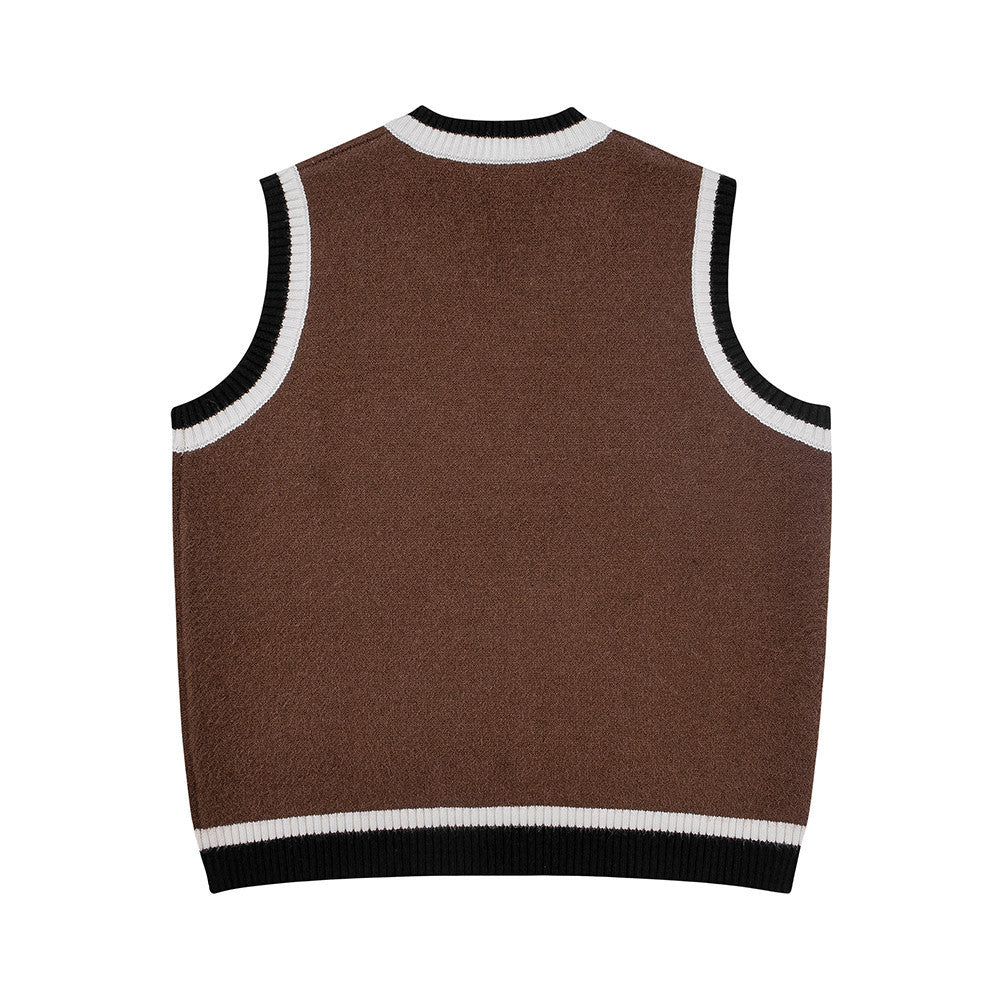 Sleeveless V-neck Letter Sweater Vest