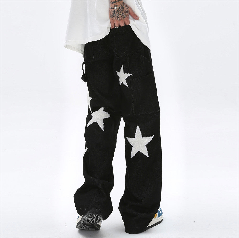 Star Flocking Embroidered Jeans